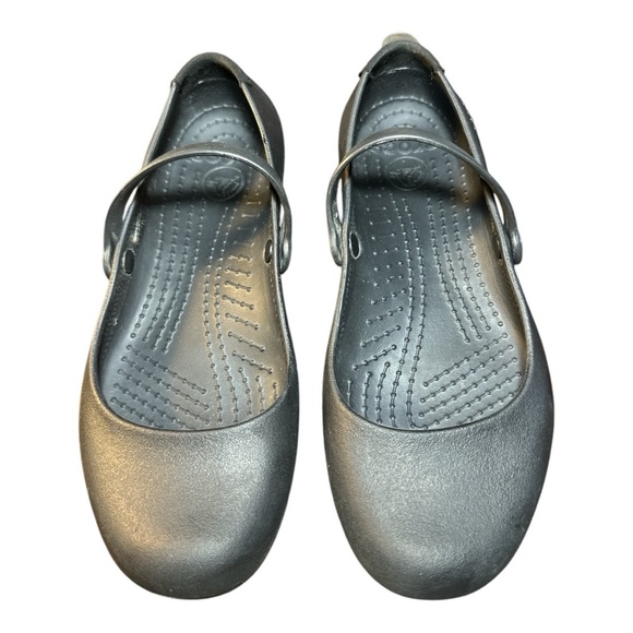 Crocs women’s Black Mary Jane Flats size w6 - Picture 2 of 7